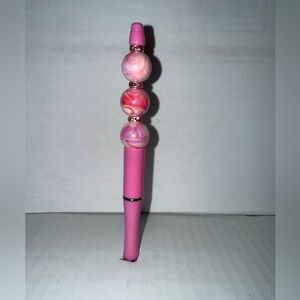 Handmade Beaded Pen- Pink Marble Resin Beads